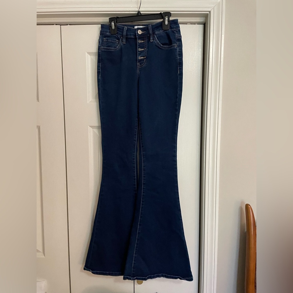 Elegant Dark Blue Flare Jeans